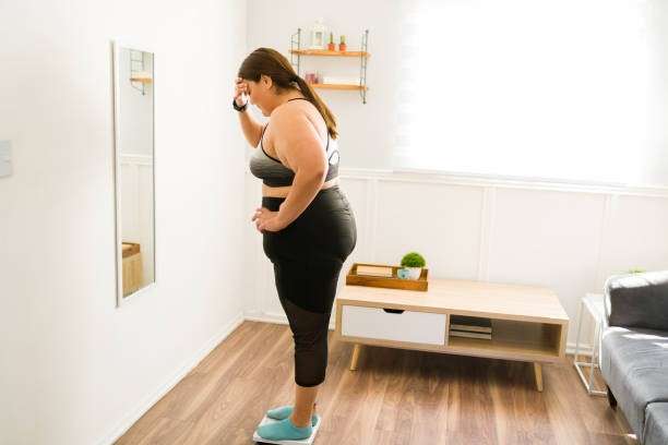 Women checking weight